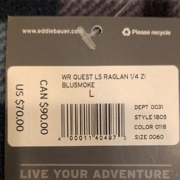 Eddie Bauer Women's Green 💚 & Purple 💜 Plaid 1/4 Zip Sweatshirt - Picture 10 of 10